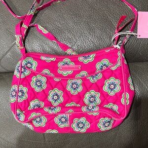 Vera Bradley little crossbody in pink swirl flowers